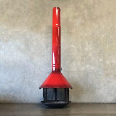 Vintage Mid Century Red Porcelain Finish Hanging Malm Fireplace