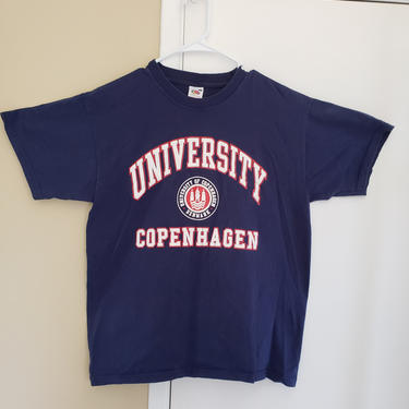 Vintage T-shirt University of Copenhagen 1980s 1990s  Europel Preppy Grunge Casual Street Tee College University Medium Nostalgia 