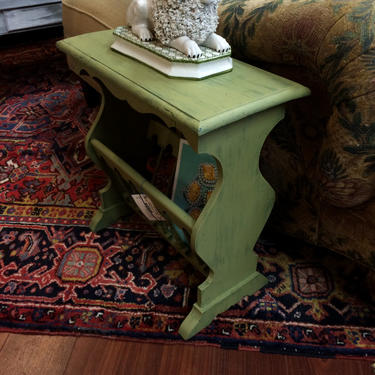 Painted Small Green Magazine Holder Side Table by TheMarketHouse