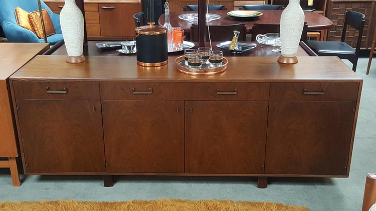 Mid-Century Modern walnut credenza with amazing grain by Founders furniture