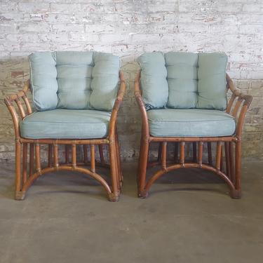 Vintage Rattan Lounge Accent Chairs - Set of 2 