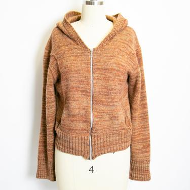 1970s Sweater Wool Knit Hoodie Small 