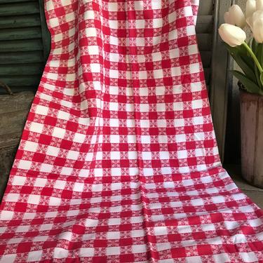 French Gingham Bistro Tablecloth, Café Cloth, Red Check, Picnic Table, Garden, French Farmhouse Textiles, Historical Textiles 