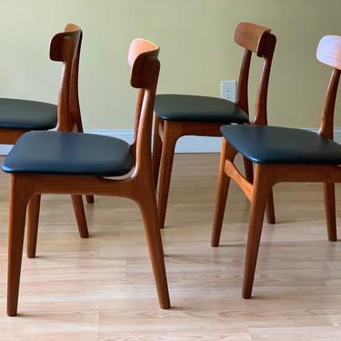 Set of four Danish Teak and Leather Dining chairs 