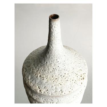 SHIPS NOW- White Ceramic Artisan Vase with Textural Volcanic Lava Glaze - Rustic Modern Farmhouse Floral Vase by Sara Paloma Pottery 