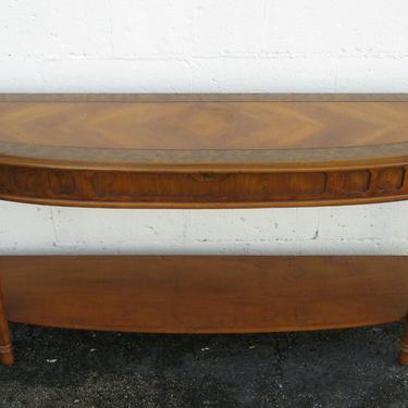 Hollywood Regency Burl Wood Long Narrow Library TV Console Table 2422