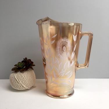 Jeanette Cosmos pitcher - marigold glass - 48 oz. - 1950s vintage 