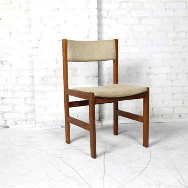 Single danish style teak dining / office chair with upholstery by K.D. furniture made in Thailand | Free delivery in NYC and Hudson areas 