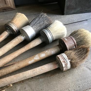 1 French Wood Paint Brush, Industrial Decor, Round Brush, Wood Handle, Natural Bristle, Large Paint Brush, Art Supply 