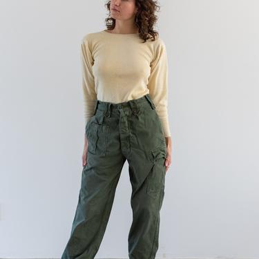 Vintage 27 Waist Olive Green Fatigues | Cargo Trousers | Pleated Army Pants | AP 