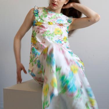 1970 floral chiffon maxi dress / sz XS 