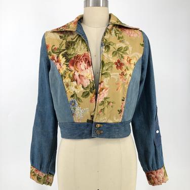 70s CUSTOM DENIM studded and patchwork one of a kind jacket 1970s vintage 