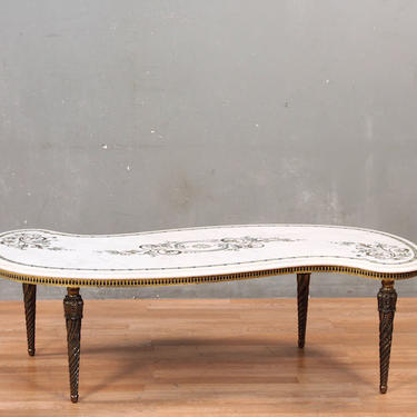 Italian Provincial Curved Marble &amp; Brass Coffee Table – ONLINE ONLY