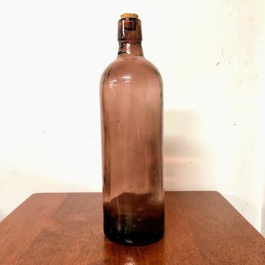 Vintage Amethyst Glass Bottle 10 1/2&amp;quot; Tall 