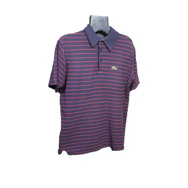 Vintage Izod Lacoste Polo Shirt, 1980s Striped Alligator Shirt, Preppy Polo Shirt, Vintage Short Sleeve Mens Golf Shirt, Vintage Clothing 