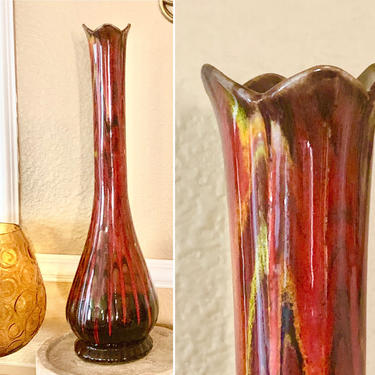 Mid Century Drip Vase, Tall,  Hollywood Regency Vintage 60s 