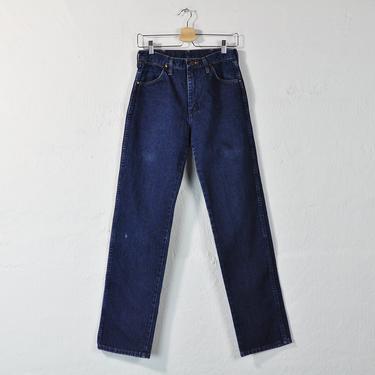 Vintage Wrangler Jeans, 70s 80s Wranglers, High Rise Straight Leg Jeans, Retro Hi Waist Jeans, Rustic Dark Wash Unisex Boyfriend Jeans 28 W 