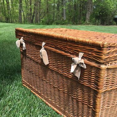 Vintage XL French Basket with Lid and Handles