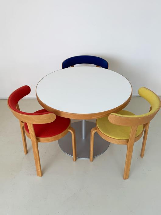 1980s Danish Beechwood And Formica, Round Formica Table