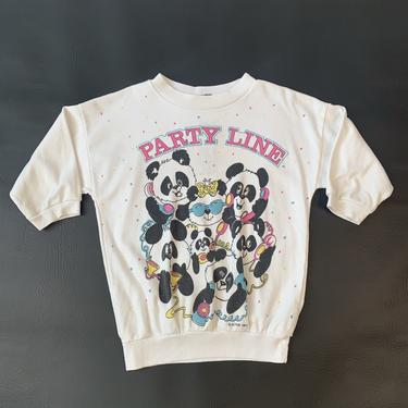1987 Party Line Panda Bears On The Phone Kiddo Sweatshirt