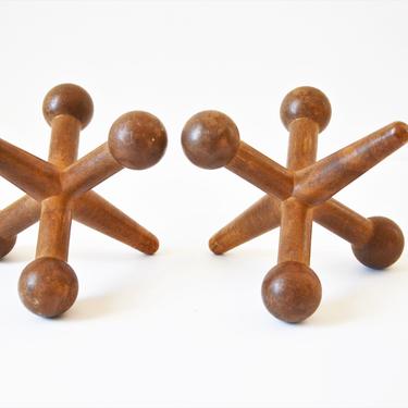 Pair of Vintage Mid-Century Modern Wooden Jacks, Jax in the manner of Bill Curry 