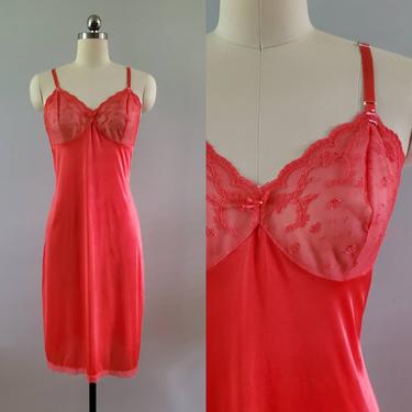 1980's Slip - Hand Dyed Coral - 80s Lingerie 80's Women's Vintage Size Small 