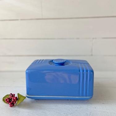 Vintage 1930's Westinghouse Hall Blue Ceramic Refrigerator Dish, Butter Dish // Blue Retro, Rustic, Farmhouse Butter Dish // Perfect Gift 
