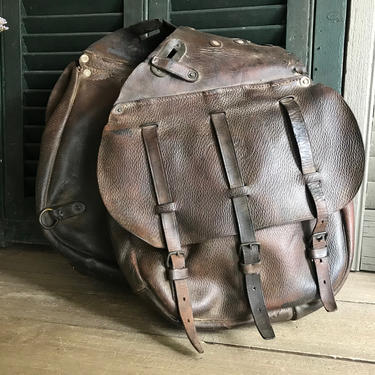 Leather Saddlebags, Horse Saddle Bags, Biker Travel, Equestrian, US Cavalry, Military, WWI, WWII 