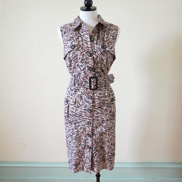 Animal print dress | wiggle dress | leopard print dress | leopard wiggle dress | brown sheath dress | safari dress | tiki dress | 1980s 