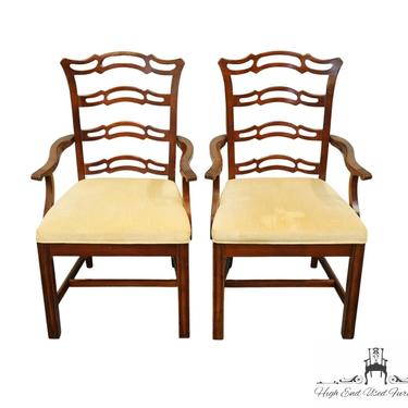 Set of 2 BERNHARDT FURNITURE Solid Mahogany Traditional Style Ladderback Dining Arm Chairs 238-512 