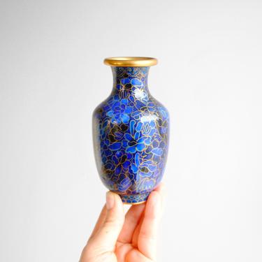Vintage Small Blue Cloisonné Vase 