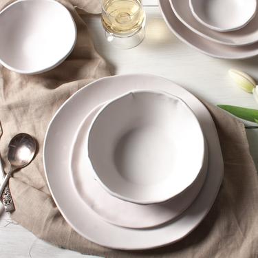 White Matte 3 Piece Set, Dinnerware Set, Dinner Plate, Bowl, Ceramic Plates, Ceramic Bowls, Tableware 
