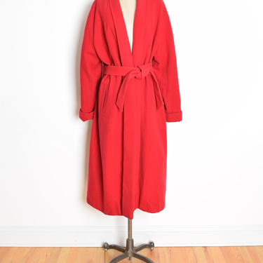 vintage 80s coat red wool draped wrap duster jacket trapeze Donnybrook L XL clothing 