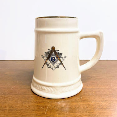 Vintage Freemasonry Masonic Stein Mug 22K Gold Canadian Art China 