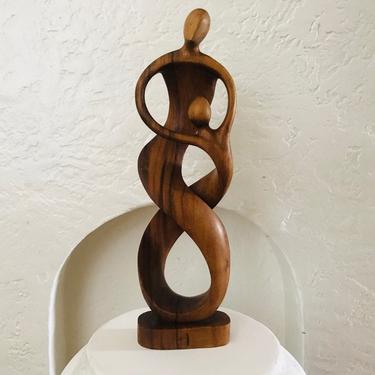 MID CENTURY VINTAGE Wood Intertwined Mother and Child Sculpture #LosAngeles 