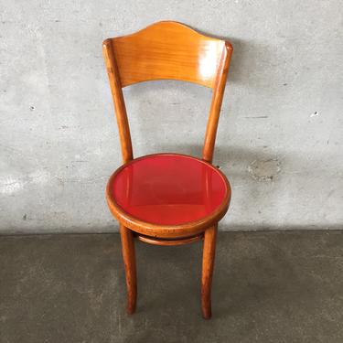 Antique Polish Thonet Attributed Bentwood Cafe Chair / Red Seat