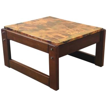 Percival Lafer Copper Patchwork and Jacaranda Side Table