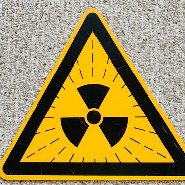 Vintage Nuclear Radioactive Plastic Danger Sign Warning Original German 