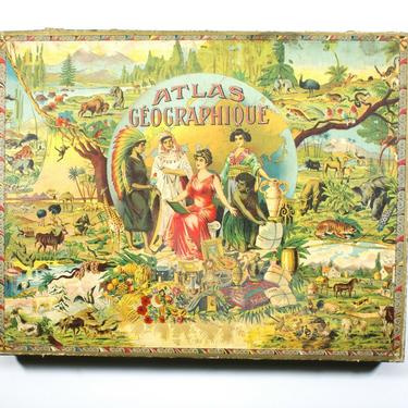 Large Saussine Atlas puzzle set, late 19th Century