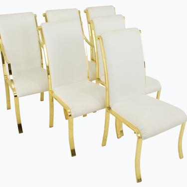 Design Institute of America Mid Century White and Brass Dining Chairs - Set of 6 - mcm 