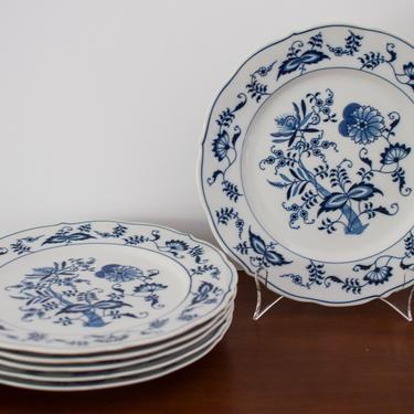 Set of Six Blue Danube Dinner Plates. Blue and White China Plates. Blue Danube Onion Patterned Plates. 