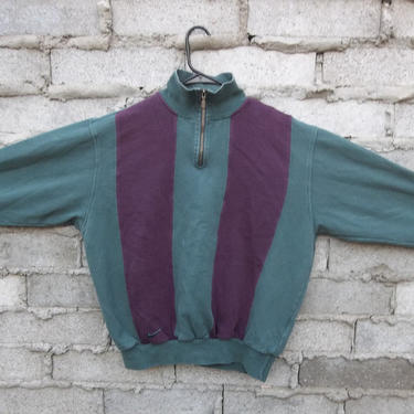 Vintage Sweatshirt Nike Faded Green Purple Medium 1990s 90s Color Block 