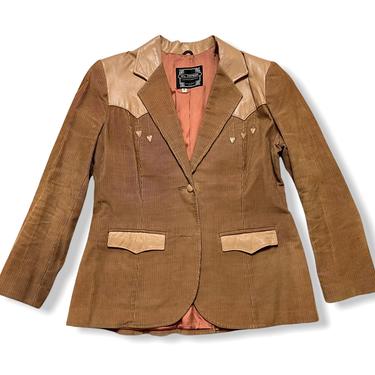 Vintage Women's MS PIONEER Corduroy and Leather Western Jacket ~ Blazer / Sport Coat ~ Cowboy / Cowgirl 