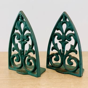 Vintage Cast Iron Ornate Arch Bookends 