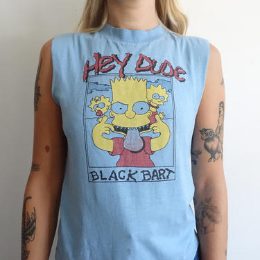 Vintage 90s Bootleg Bart Shirt/ 1990s Black Bart/ The Simpsons T Shirt Tank Top/Single Stitch/ Small 