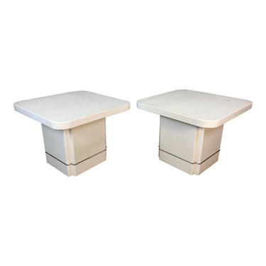 1980s Textured Square End Tables, Pair by 2bModern