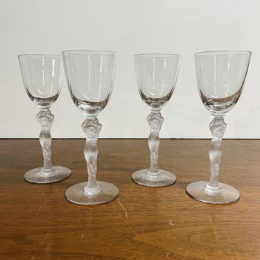 Vintage Tiffin Glass Lady Stem Cordial Glasses Set of 4 15078 Elegant Glassware 