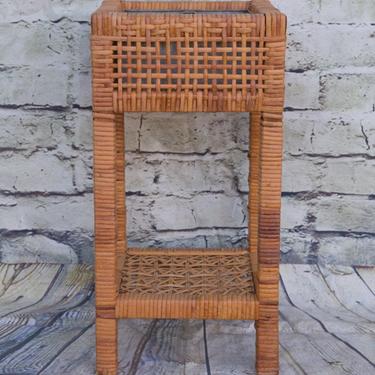 SHIPPING NOT FREE!!! Vintage Rattan Plant Stand 
