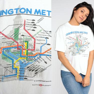 WASHINGTON DC Shirt Metro TShirt 80s Capitol Building Vintage T Shirt Graphic Print Travel Tee Retro Monument White Extra Large xl l 