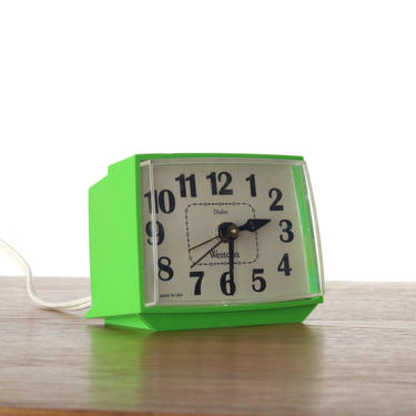 Small Vintage Lime Green Westclox Alarm Clock by Dialite 